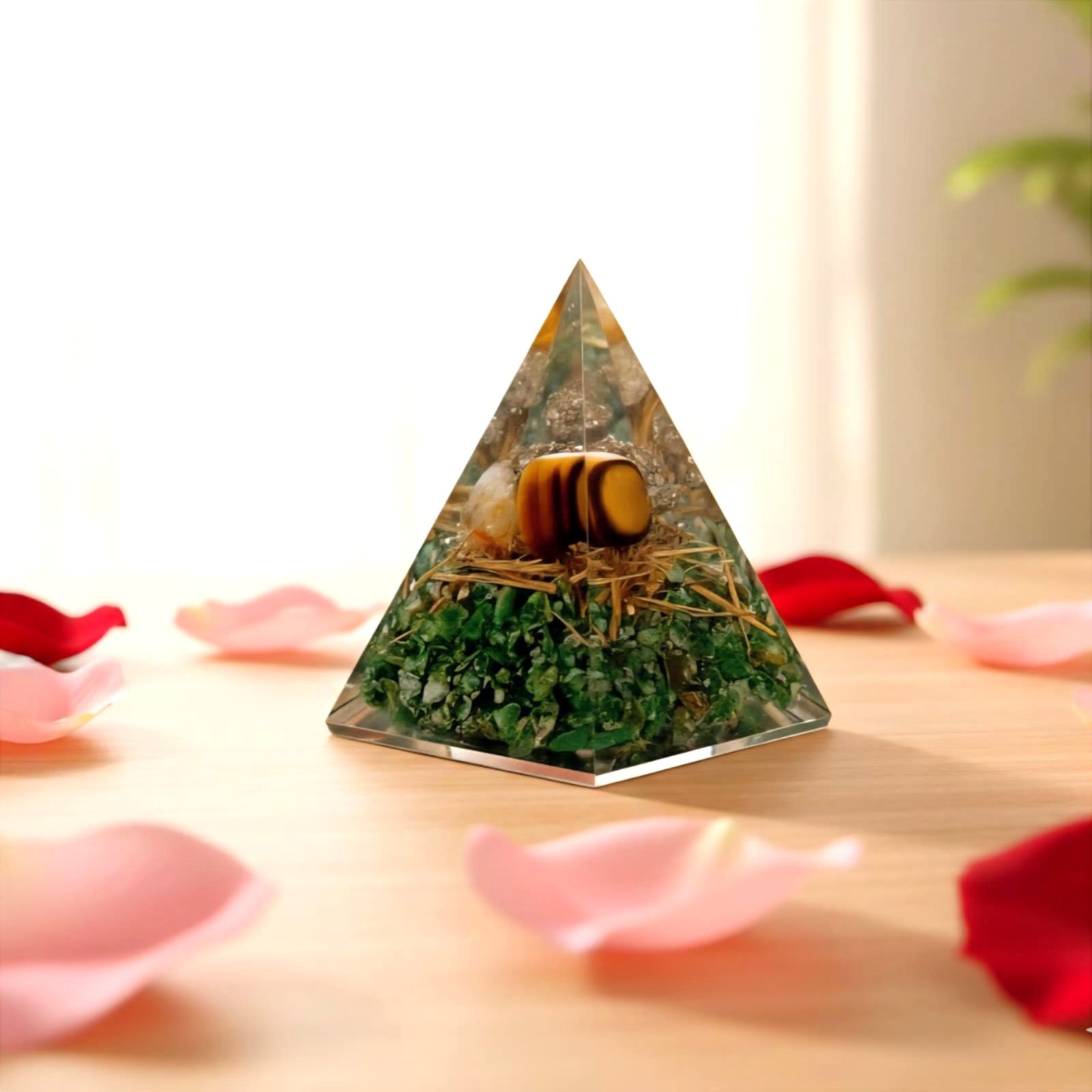 Money Magnet Nubian Natural Crystal Chips And Tumble Stone Orgonite Pyramid